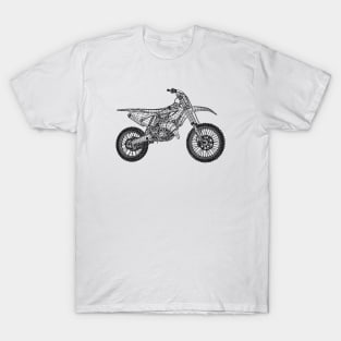 YZ 125 Motorcycles Blueprint Sketch Art T-Shirt